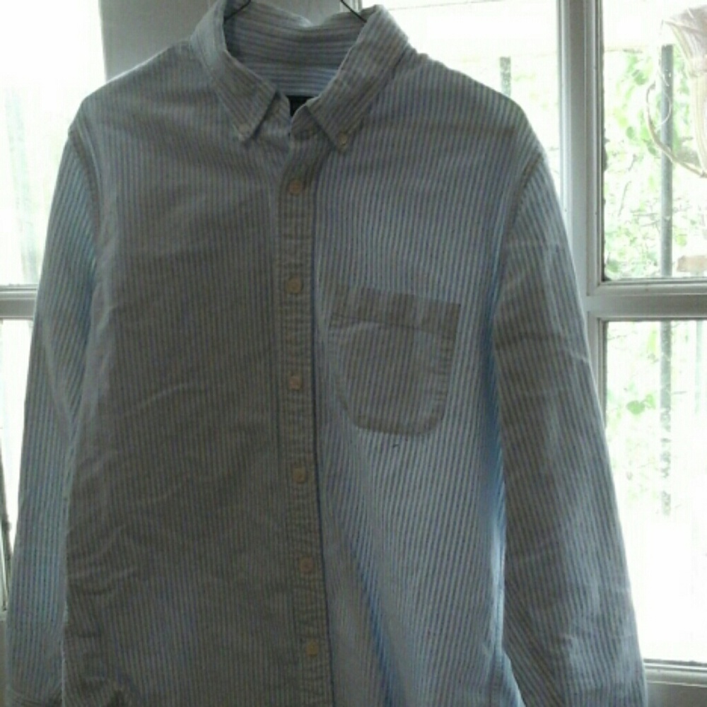 Blue White striped dress shirt. Abercrombie&Fitch